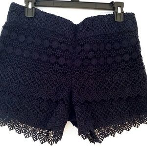 Ann Taylor LOFT Riviera Shorts Navy Lace Crochet 